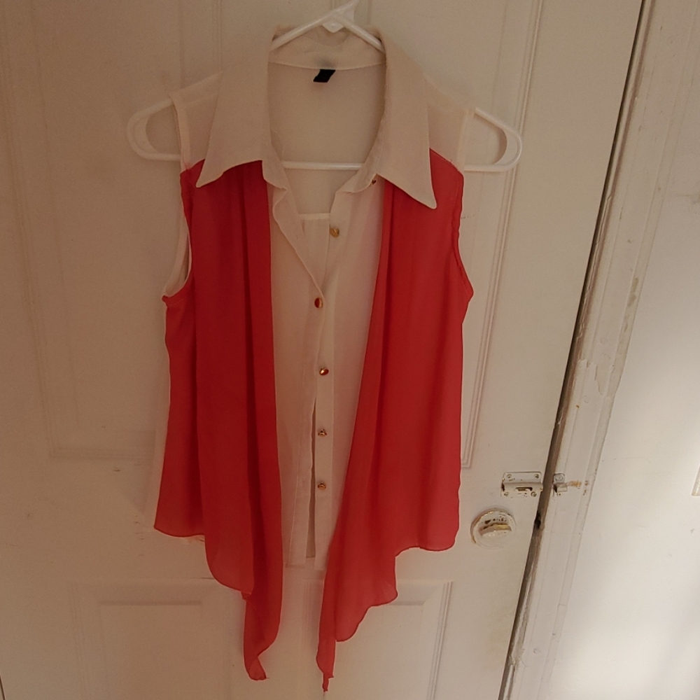 Button Down Sleeveless Blouse